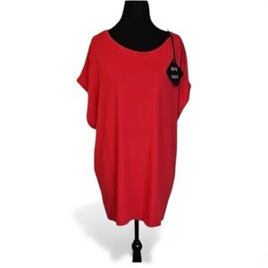 New Ava & Viv Women’s Drapy Shortest Sleeve T Shirt Red Size 2X NWT